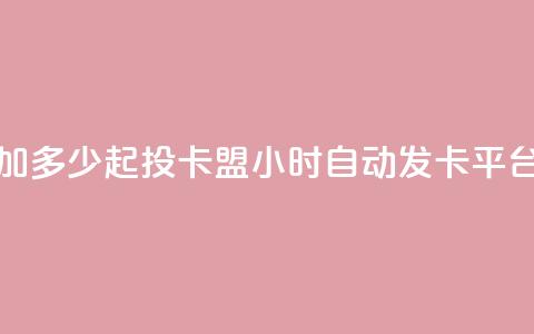 抖音抖加多少起投 - 卡盟24小时自动发卡平台 第1张