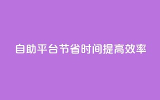 自助平台：节省时间，提高效率
