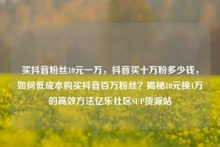 买抖音粉丝10元一万，抖音买十万粉多少钱，如何低成本购买抖音百万粉丝？揭秘10元换1万的高效方法亿乐社区SUP货源站