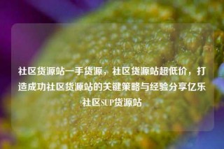 社区货源站一手货源，社区货源站超低价，打造成功社区货源站的关键策略与经验分享亿乐社区SUP货源站
