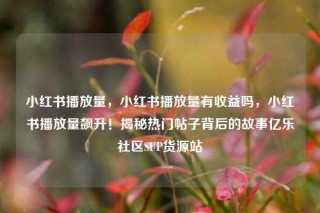 小红书播放量，小红书播放量有收益吗，小红书播放量飙升！揭秘热门帖子背后的故事亿乐社区SUP货源站